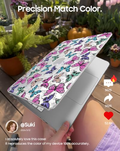 Fintie Case for MacBook Neo 13 Inch A3404 2026, Colorful Butterfly | Snap-On Hard Shell Cover, Ultra-Thin, Slim Fit, Lightweight - color: Colorful Butterfly