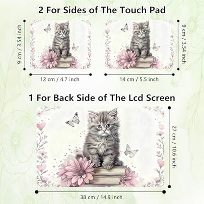 Laptop Skin Sticker Decal, Universal Reusable Vinyl Laptop Cover for 12" 13" 13.3" 14" 15" 15.4" 15.6" Notebook PC, Reusable Waterproof Scratch-Resistant with 2 Wrist Pads,Cute Cat Butterfly - color: Cute Cat Butterfly
