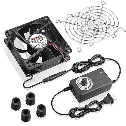 Wathai 80mm Small Computer Cooling Fan with AC Plug 110V 120V 220V 240V | 80 mm Small Electric Plug in Case Fan, Corded Mini Square Ventilator Blower for Outdoor Greenhouse Terrarium. - size: 80mm