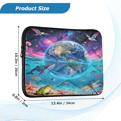 Marine Lifes and Earth Padded Laptop Sleeve Case 13 Inch Soft Quilted Laptop Bag Waterproof Computer Sleeves - color: marine lifes and earth, size: Medium