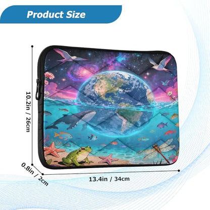 Marine Lifes and Earth Padded Laptop Sleeve Case 13 Inch Soft Quilted Laptop Bag Waterproof Computer Sleeves - color: marine lifes and earth, size: Medium