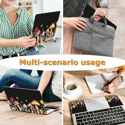 Universal Laptop Skin Sticker with 2 Wrist Pad Decals, 3-Piece Removable Vinyl Laptop Cover, Color Mushrooms Waterproof Anti-Scratch, Easy-Trim Fit for 13.3" 14" 15.6" Laptops - color: Color Mushrooms