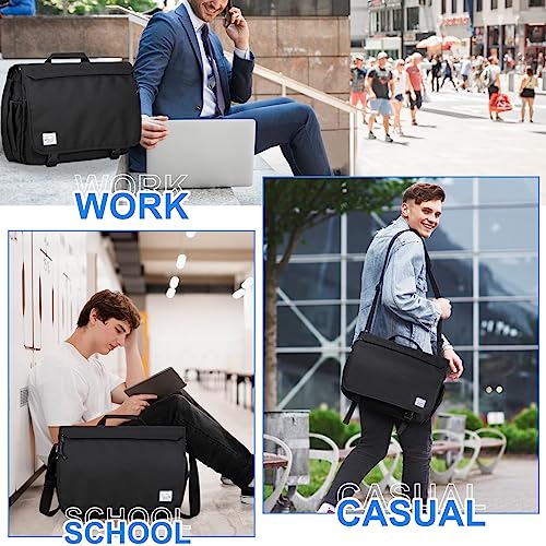 VASCHY Messenger Bag for Men,Water Resistant Casual Satchel Briefcase Fashion Work Bag Crossbody Shoulder Handbag for Women College Campus Black - color: Black