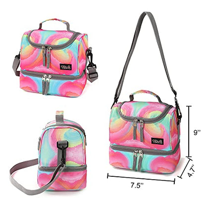 Tilami Rolling Backpack 18 inch Double Handle with Lunch Bag Wheeled Kids Backpack (Starlight) - color: Starlight