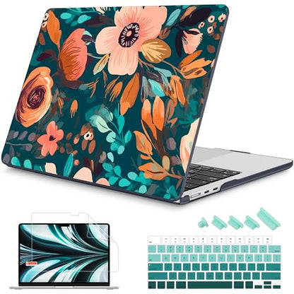 Mektron for 2026/2025/2024/2023 MacBook Air 15 INCH M5 A3448 /M4 A3241 /M3 A3114 /M2 A2941 Case, Printed Plastic Hard Shell Cover with 15.3" Liquid Retina Display Touch ID, Abstract Florals - color: Abstract Florals