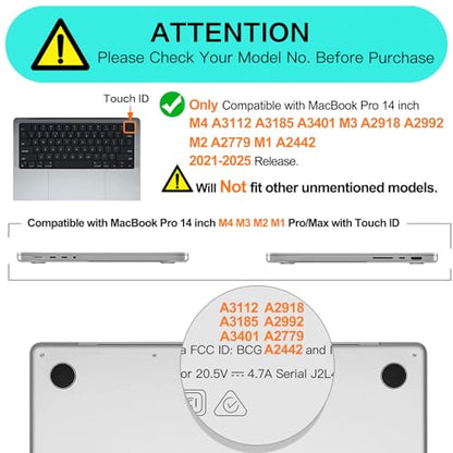 MOSISO Compatible with MacBook Pro 14 inch Case M5 2026 M4 M3 M2 M1 2025-2021 A3427 A3426 A3434 A3112 A3185 A3401 A2918 A2992 A2779 A2442, Case&Bag&Keyboard Skin&Webcam Cover&ScreenFilm, Rose Quartz - color: Rose Quartz