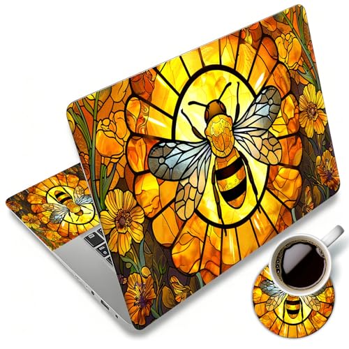 Laptop Skin Sticker Decal 12"-15.6" Universal Laptop/Notebook/Netbook Vinyl - Waterproof Scratch Resistant,Fits HP Dell Lenovo MacBook,2 Free Wrist Pads,Easy Apply & Remove,Cute Bee - color: Cute Bee