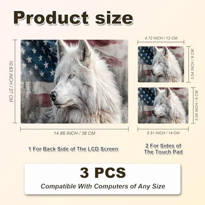 Universal Laptop Skin Sticker, 11-15.6 Inch Reusable Vinyl Laptop Skin Decal, Scratch Resistant Waterproof Cover, Easy to Trim & Apply, American Flag Wolf - color: American Flag Wolf