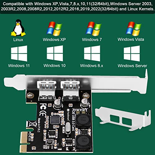 2-Ports Superspeed 5Gbps USB 3.0 PCI Express Expansion Card for Windows, MAC OS X and Linux Desktop PCs, Built in Self-Powered Technology, No Need Additional Power Supply (FS-U2S-Pro) - style: FS-U2S-Pro