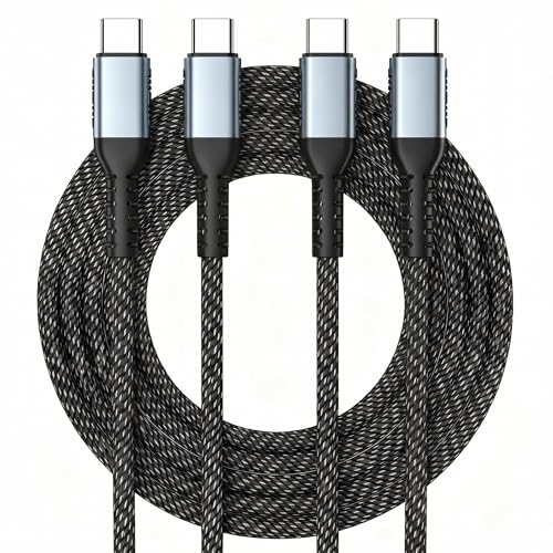240W Fast Charging USB C to USB C Cable, Braided Type C Cord 6.6FT | 2-Pack, Black | USB C Cable for iPhone 17/16/15 Pro Max, Samsung S25/S24, MacBook, iPad, Switch, Android
