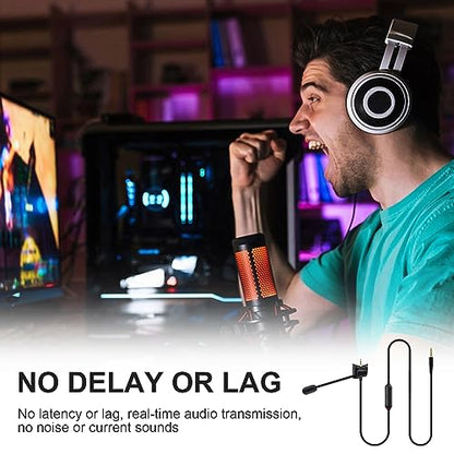 QC35 Boom Mic with 3.5mm Headphone Splitter Compatible with Bose QuietComfort 35 II (QC35 II) & QuietComfort 35 (QC35) Headphones, Boom Microphone Cable for PC, Laptop, PS4, PS5, Xbox One, 4ft