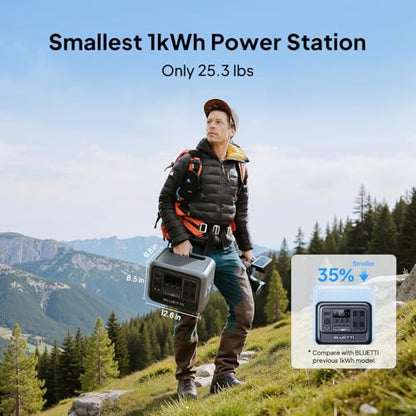 BLUETTI Elite 100 V2 Solar Generator with 200W Solar Panel Included (Ships Separately), Portable Power Station 1024Wh w/ 4 1800W AC Outlets, 35% Smaller, Ideal for Camping, Emergencies, Backup Power - style: BLUETTI Elite 100 V2+200W