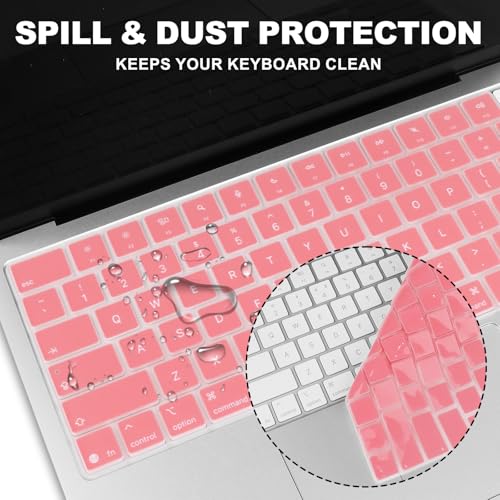 Allinside Keyboard Cover for 2026 MacBook Neo 13-inch A3404 (A18 Pro) & MacBook Air 13"/15" and MacBook Pro 14"/16" (M5 Chip), Premium Silicone Keyboard Protector Skin, US ANSI Layout, Cream Pink - color: Cream Pink