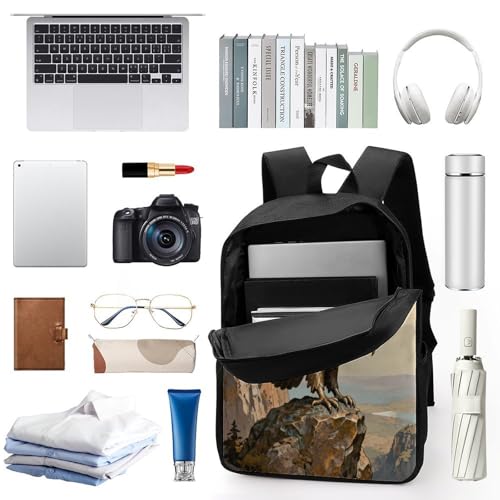 17-Inch Laptop Backpack Water-Resistant Bronze Eagle Cliff Daypack with Shoulder Strap Lightweight Casual Rucksack for Travel Commuter Hiking Outdoor Activities 20l Black