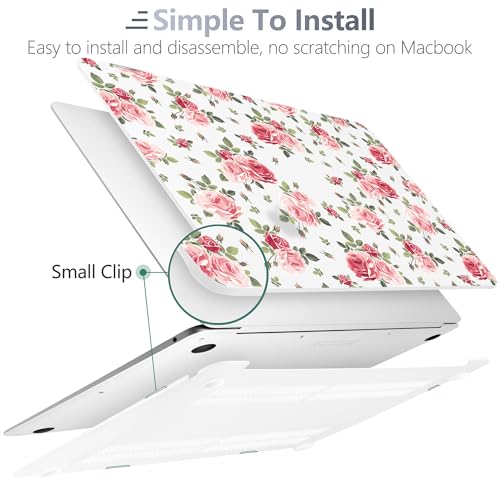 Batianda LumiArt Case for MacBook Air 13 inch 2018-2020, Pink Roses | Fits Model A2337 M1/A2179/A1932, with Elegant Botanical Design, Slim Hard Shell For Designers, Women and Girls Floral Lovers - color: Roses