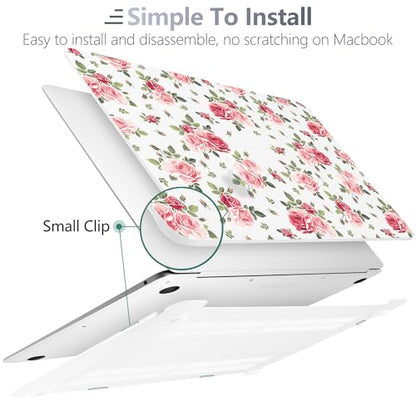 Batianda LumiArt Case for MacBook Air 13 inch 2018-2020, Pink Roses | Fits Model A2337 M1/A2179/A1932, with Elegant Botanical Design, Slim Hard Shell For Designers, Women and Girls Floral Lovers - color: Roses