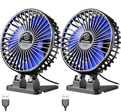 JZCreater USB Desk Fan, Mini Fan Portable, 3 Speeds Desktop Table Cooling Fans, Plug in Power, Rotation Strong Wind, Quiet Personal Small Fan for Home Desktop Office Travel Bedroom, Black (2Pack) - color: Black 2Pack