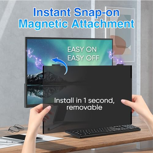 Computer Privacy Screen 23.6 Inch Magnetic, Removable Hanging Privacy Shield for frameless Monitor 16:9 Widescreen, Anti Blue Light, Anti-Glare Protector