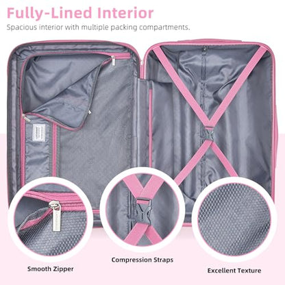 LARVENDER Carry on Luggage Sets 3 Piece, 20 Inch Suitcases, Peach Sparkling | 22x14x9 Airline Approved, Gradient PC+ABS Hardshell, Smooth 360° Wheels, TSA Lock, 3-Piece Set with Color-matched Backpack - color: Peach Sparkling-20BP, size: 3 Piece Set (Back