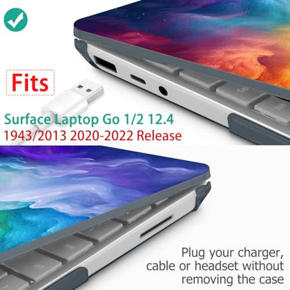 Mektron Surface Laptop Go 12.4 inch Case Compatible with Go 3/2/1 Microsoft Surface Laptop 12.4" Cover 2023-2020 Releases Model 1943/2013 Plastic Hard Shell Case with Screen Protector, Rainbow Cosmic - color: Rainbow Cosmic