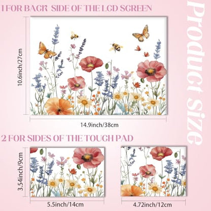 SUPERDANT Laptop Skin Sticker Flower Butterfly Laptop Decals Personalized Universal Notebook Computer Wrap Vinyl Skin Stickers Cover Art Decal Removable 12-15.6 Inch Waterproof Gifts White - style: Flower Butterfly