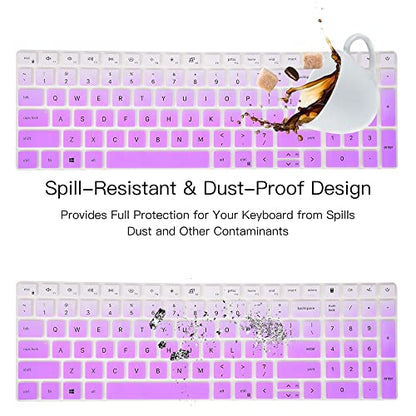 Keyboard Cover for 2024 2023 Dell Inspiron 15 5510 5515 3510 3511 3515 3520 3525 3530 3535, Dell Vostro 15 3510 5510 5515, 2025 Dell 15 Laptop DC15250 DC15255 Keyboard Skin Protector, Ombre Purple - color: Ombre Purple