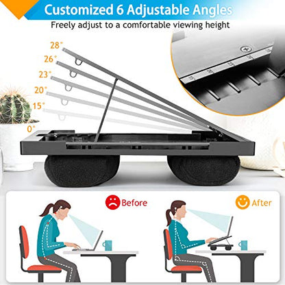 Lap Desk - Lap Desk for Laptop w/ Mouse Pad, Computer Lap Desk w/ Dual Cushions, Laptop Stand for Car 6 Adjustable Angles, Fits Up to 15.6" Laptops, Lap Writing & Drawing Board for Sofa & Bed