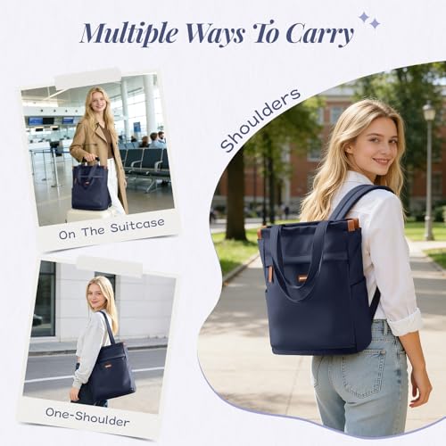 GOLF SUPAGS Convertible Laptop Backpack for Women Casual Daypack Notebook Tote Bag for Work College Travel Leisure (Navy Blue) - color: Navy Blue-n
