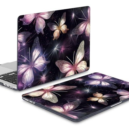 Mektron Designed Case for MacBook Pro 16 Inch A2141 Cover 2019 Release 16" with Liquid Retina Display/Touch ID, Plastic Hard Shell with Keyboard Skin & Screen Protector, Glittering Butterfly - color: Glittering Butterfly