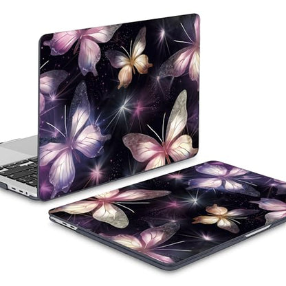 Mektron Designed Case for MacBook Pro 16 Inch A2141 Cover 2019 Release 16" with Liquid Retina Display/Touch ID, Plastic Hard Shell with Keyboard Skin & Screen Protector, Glittering Butterfly - color: Glittering Butterfly