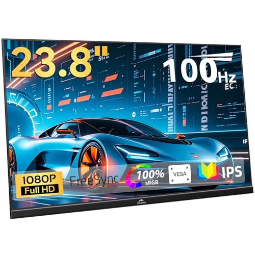 Kenowa 23.8" Large Portable Monitor 100Hz IPS FHD 1080P Freesync USB-C HDMI Gaming Monitor, External Display Dual Speakers Adjustable Stand for PC,Laptop,Mac,Phone,Game Consoles - size: 23.8"