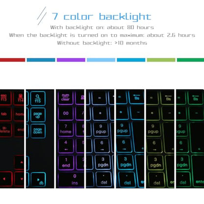 EBTOOLS Bluetooth Number Pad, Rechargeable 34 Key Numeric Keypad with 7 Color Backlit, Mini External Keyboard, Complement to Laptop, for OS