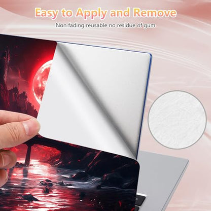 Laptop Skin Sticker Decal 12" 13" 13.3" 14" 15" 15.6",Waterproof Scratch Resistant Vinyl,Reusable Easy to Apply,for MacBook HP Dell Notebooks Netbooks Laptop,2 Wrist Pads,Blood Moon Secrets - color: Blood Moon Secrets