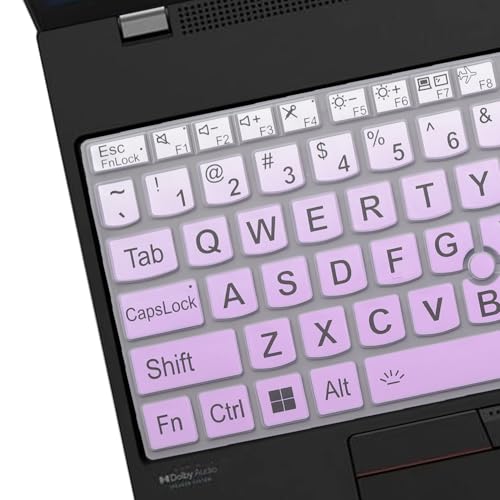Larger Print Big Lettering Keyboard Cover for Lenovo ThinkPad E16 Gen 1 16", Thinkpad T16 P16 P16v P16s Gen 2/Gen 1 16", Thinkpad L15 Gen 4/3 15.6" (Not Fit Thinkpad Z16, L15 Gen 2/1)-OmbrePurlple - color: OmbrePurlple（Large Print）