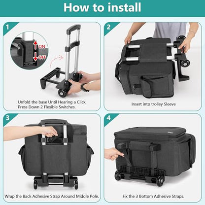 Teamoy Rolling Teacher Bag with 15.6" Laptop Compartment, Black | Teacher Tote Bag with Detachable Wheels, Multi-functional Wheeled Teacher Bag for Teaching, Office