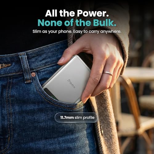 5K Magnetic Power Bank, Silver, Qi2 Certified 15W Wireless Charger, LCD Display, Ultra-Slim Solid-State Battery Pack for iPhone 17/16, Lightweight Travel, USB-C Portable (Silver) - color: Silver