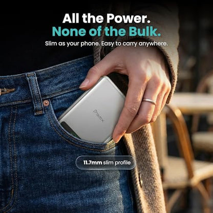 5K Magnetic Power Bank, Silver, Qi2 Certified 15W Wireless Charger, LCD Display, Ultra-Slim Solid-State Battery Pack for iPhone 17/16, Lightweight Travel, USB-C Portable (Silver) - color: Silver