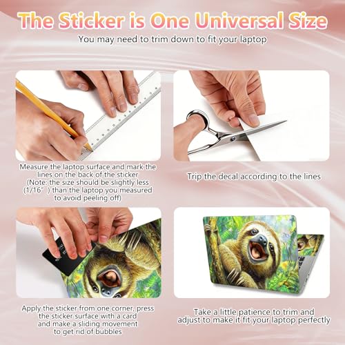 Laptop Skin Sticker Decal 12" 13" 13.3" 14" 15" 15.6",Waterproof Scratch Resistant Vinyl,Reusable Easy to Apply,for MacBook HP Dell Notebooks Netbooks Laptop,2 Wrist Pads,Cute Sloth Tree - color: Cute Sloth Tree