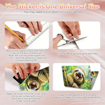 Laptop Skin Sticker Decal 12" 13" 13.3" 14" 15" 15.6",Waterproof Scratch Resistant Vinyl,Reusable Easy to Apply,for MacBook HP Dell Notebooks Netbooks Laptop,2 Wrist Pads,Cute Sloth Tree - color: Cute Sloth Tree