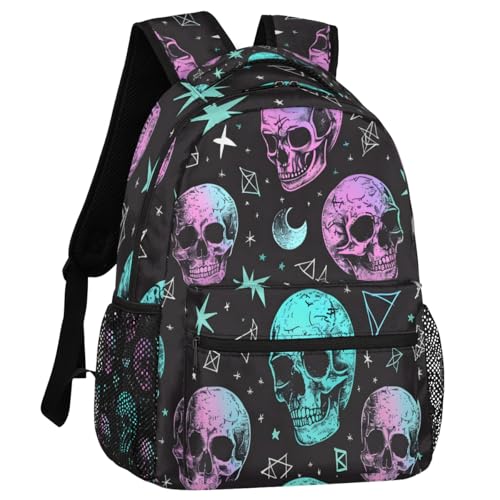 Skull Backpack for Women Men Shoulder Computer Laptop Adults Backpack Skeleton Sports Hiking Gym Workout Travel Casual Daypack - color: Multicolor 14