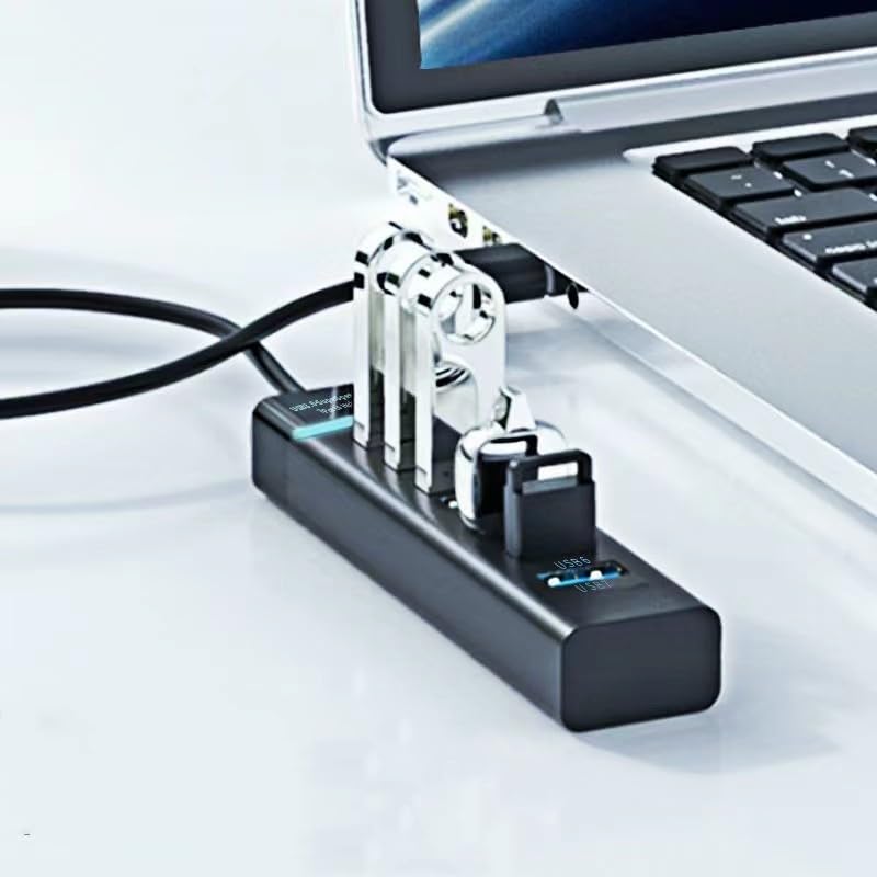 USB 3.0 Hub, 7-Port USB Data Hub Splitter for Laptop, PC, MacBook, Mac Pro, Mac Mini, More USB Devices-4FT(1x 3.0 Port+6X 2.0 Ports)