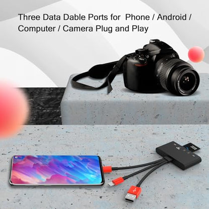 5-in-1 Memory Card Reader, USB OTG Adapter & SD Card Reader for i-Phone/i-Pad, USB C and USB A Devices with Micro SD & SD Card Slots, Supports SD/Micro SD/SDHC/SDXC/MMC(BlackRed) - color: BlackRed