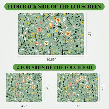 Laptop Skin Sticker Decal,13.3" 14" 15" 15.4" 15.6 inch Laptop Universal Vinyl Skin Sticker Cover, Reusable Art Decal Protector, Green Art Flowers - color: Green Art Flowers