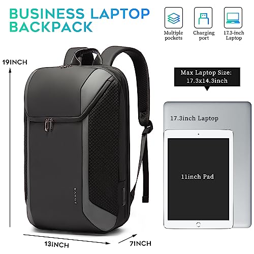 BANGE Smart Business Laptop Backpack Waterproof can fit 15.6-17.3 Inch Laptop with 3.0 USB charging port for men and women - color: Grey