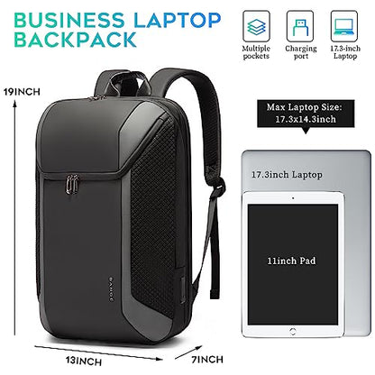 BANGE Smart Business Laptop Backpack Waterproof can fit 15.6-17.3 Inch Laptop with 3.0 USB charging port for men and women - color: Grey