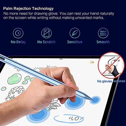 Stylus Pen for iPad 6th-11th Generation, 10 Mins Fast Charge Apple Pencil Compatible with 2018-2025 iPads Pencil, Apple Pen for iPad Pro 11"/12.9"/M4, Air 3/4/5/M2/M3, Mini 5/6 Gen, Blue - color: Blue