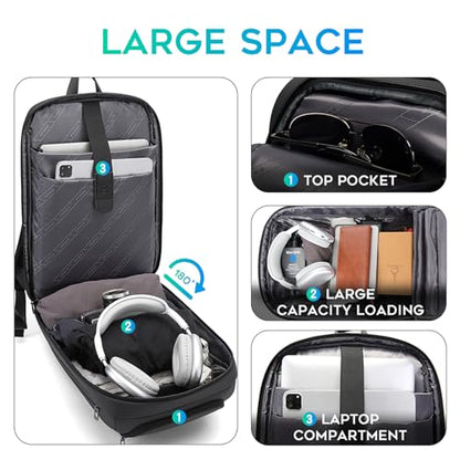 FUTURE AESTHEICS Business Laptop Backpack for Men,Women，15.6 Inch Water Resistant Travel smart Laptop Backpack Carry On Backpack with USB Charging Port，Large Business Work Durable Computer Bag, Black - color: Black