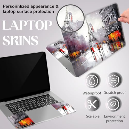 SUPERDANT 3 Pcs Laptop Skin Sticker Cover Decal Paris Street PVC Waterproof Scratch-Resistant Trim-to-Fit for 12-15.6 Inch Notebook Wrap Personalize Set Gift 14.9x10.6in - style: Paris Street