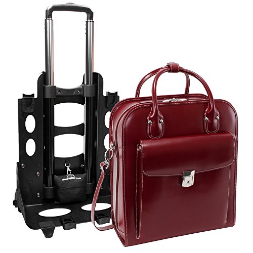 McKlein LA Grange, Top Grain Cowhide Leather, 15" Leather Detachable -Wheeled Ladies' Laptop/Computer & Tablet Business Briefcase Bag/Women's Rolling Overnight Travel Bag, Removable trolley case