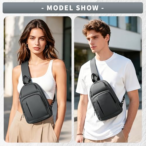 Messenger bag for Men,Small Sling Crossbody Backpack Shoulder Bag for Men Women,canvas Strap Backpack Sling Bag - color: C1-grey